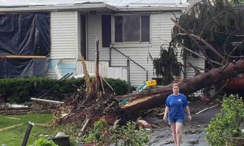 Storm damaged house